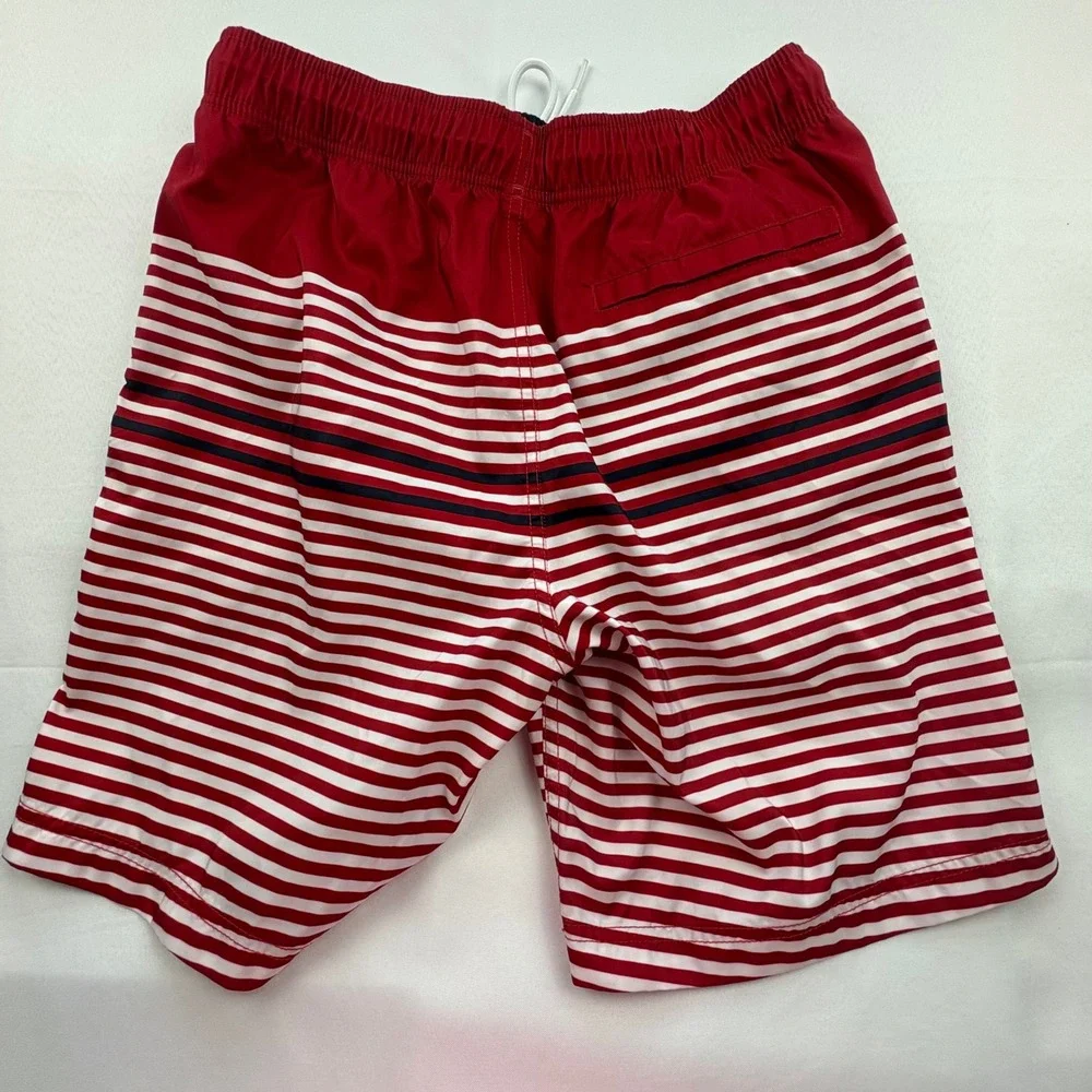 Nautica Mens‎ M Swim Trunks RWB Stripe Quick Dry Board Shorts Beachwear Pockets